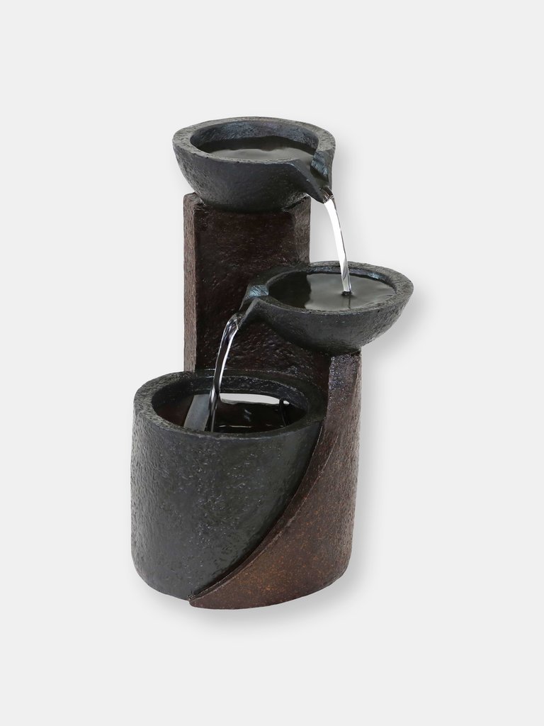 Descending Bowls 3-Tier Indoor Tabletop Water Fountain - Black