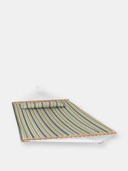 Double Hammock Fabric with Pillow Spreader Bars Khaki Stripe Outdoor Patio Bed - Brown