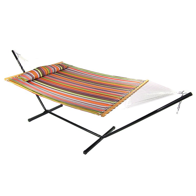 Double Quilted Hammock Bed with 12 Feet Stand  - Canyon Sunset