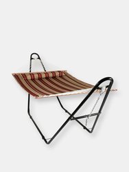 Double Quilted Hammock with Universal Steel Stand Misty Beach Outdoor Swing Bed, Sunnydaze Quilted 2-Person Hammock and Multi-Use Steel Stand - Red