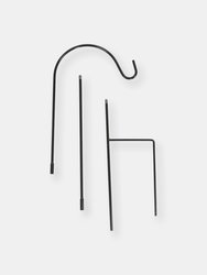 Durable Powder-Coated Steel Single Shepherd Hooks- Set of 2