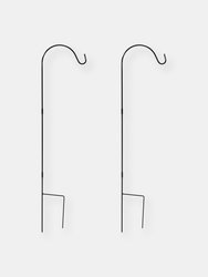 Durable Powder-Coated Steel Single Shepherd Hooks- Set of 2 - Black