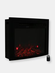 Electric Fireplace Recessed Insert Embedded Heater Remote Control Black