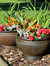 Elizabeth Round Flowerpot Double Wall Polyresin Garden Planter 4-Pack 16" Rust