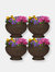 Elizabeth Round Flowerpot Double Wall Polyresin Garden Planter 4-Pack 16" Rust