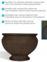Elizabeth Round Flowerpot Double Wall Polyresin Garden Planter 4-Pack 16" Rust