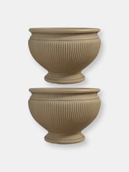 Elizabeth Round Flowerpot Double Wall Polyresin Garden Planter 4-Pack 16" Rust - Beige