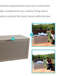 Faux Rattan Outdoor Lockable Deck Storage Box - 100-Gal