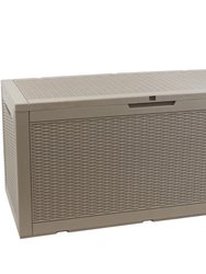 Faux Rattan Outdoor Lockable Deck Storage Box - 100-Gal - Driftwood