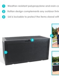 Faux Rattan Outdoor Lockable Deck Storage Box - 100-Gal