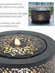 Filigree Cutout Galvanized Iron Outdoor Fountain With LED Lights