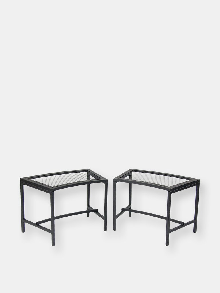 Fire Pit Benches Black Mesh for Patio - Black