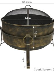 Fire Pit Cauldron Steel Wood Burning Backyard Patio Fireplace Campfire