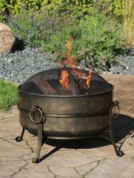 Fire Pit Cauldron Steel Wood Burning Backyard Patio Fireplace Campfire