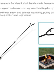 Fire Poker 32" Steel Fireplace Fire Pit Accessory with Wood Handle