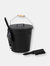 Fireplace Ash Bucket with Lid and Shovel and Brush - Black