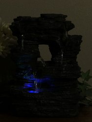 Five Stream Rock Cavern Tabletop Fountain with Multi Colored LED Light