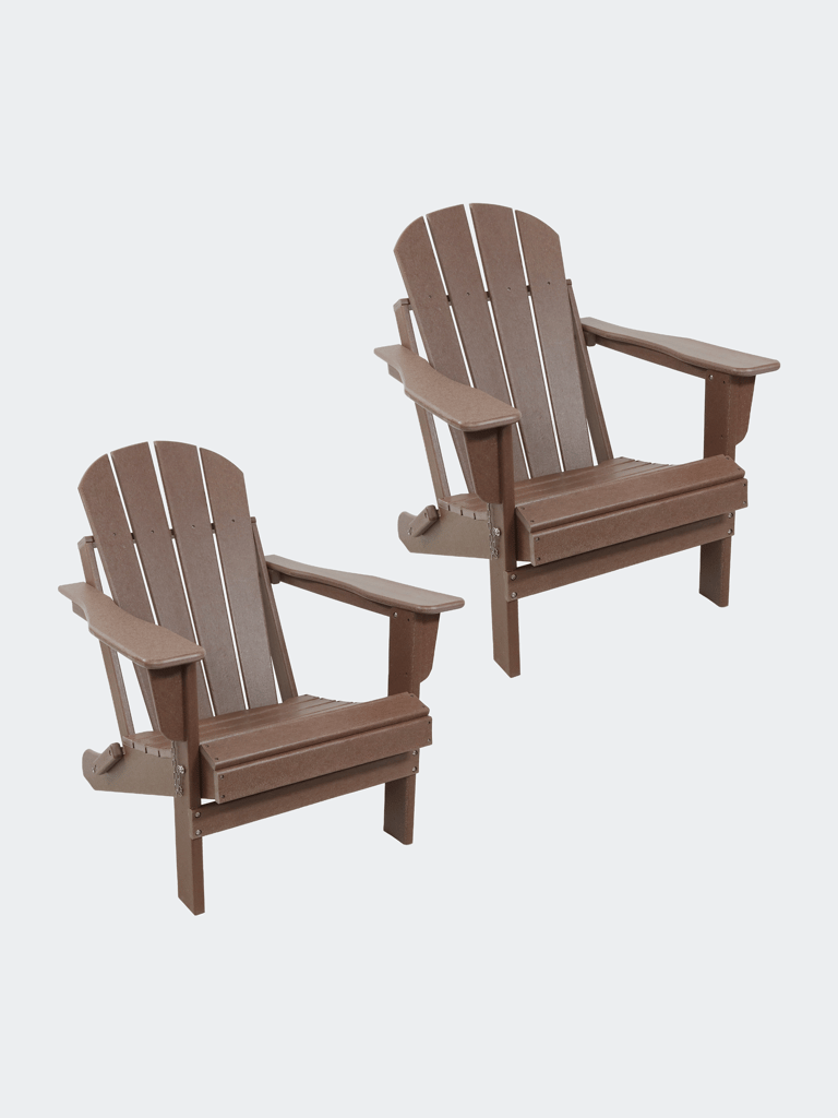 Foldable Outdoor Adirondack Chair All-Weather Hdpe - 34.5” H - Brown