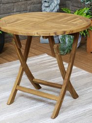 Folding Round Teak Outdoor Patio Table