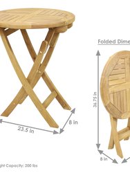 Folding Round Teak Outdoor Patio Table