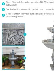 French Garden-Inspired 2-Tier Outdoor Water Fountain