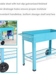 Galvanized Steel Mobile Raised Garden Bed Cart - 43-Inch