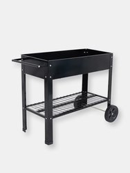 Galvanized Steel Mobile Raised Garden Bed Cart - 43-Inch - Black