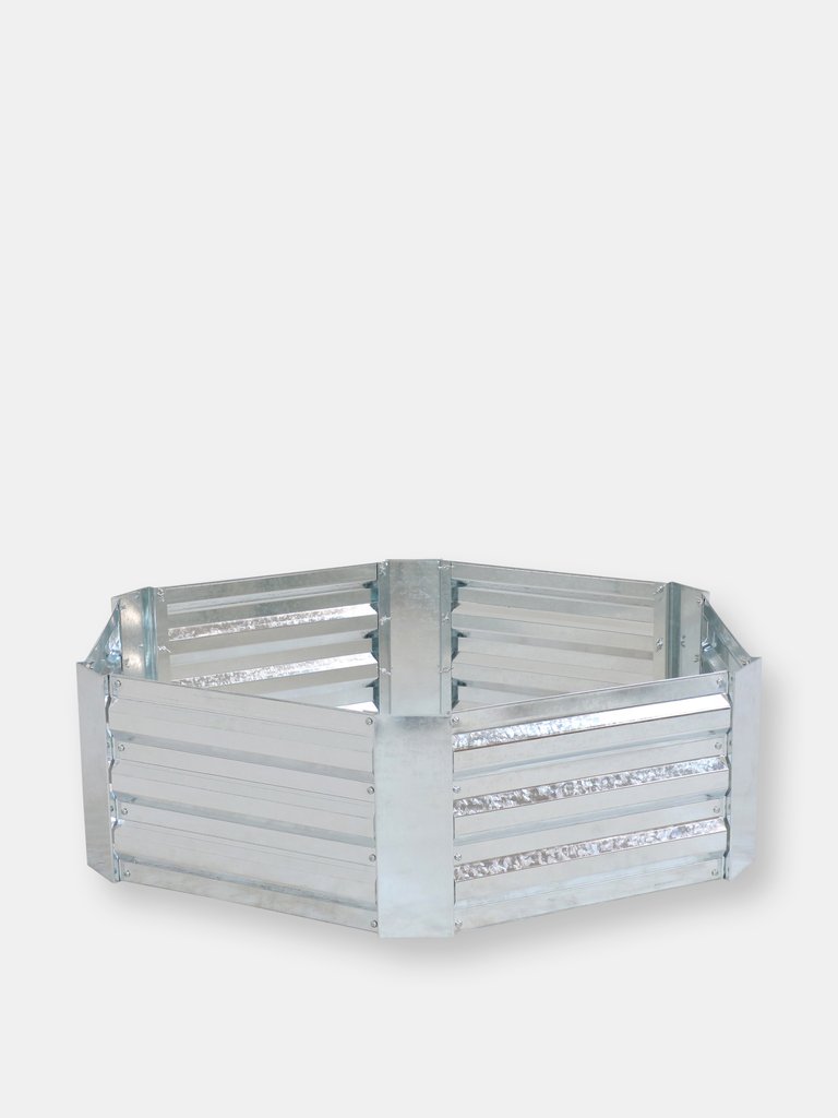 Galvanized Steel Raised Garden Bed - 40-Inch Hexagon - Silver