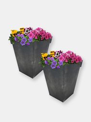 Galvanized Steel Square Flowerpot Planter Garden  Container 2-Pack