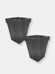 Galvanized Steel Square Flowerpot Planter Garden  Container 2-Pack - Grey