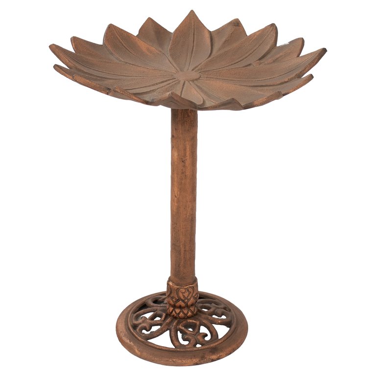 Garden Lotus Metal Bird Bath - Copper Patina - 16.5" - Copper