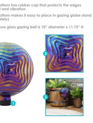 Gazing Ball Rippled Glass Globe Outdoor Garden Lawn Art 10"