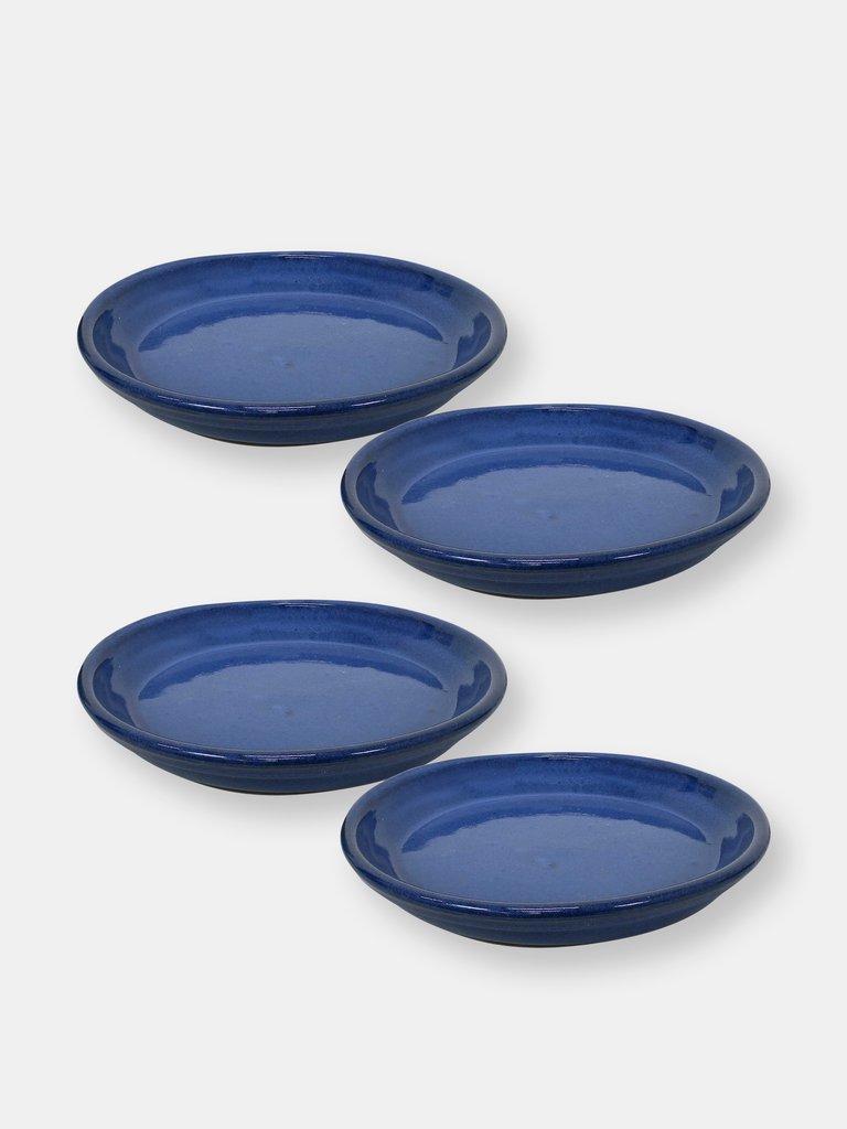 Glazed Ceramic Planter Saucer Set of 4  - Imperial Blue