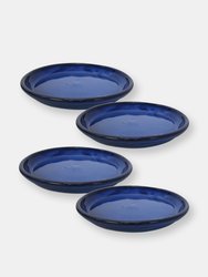 Glazed Ceramic Planter Saucer Set of 4  - Imperial Blue