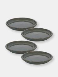 Glazed Ceramic Planter Saucer Set of 4  - Gray