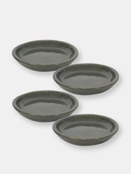 Glazed Ceramic Planter Saucer Set of 4  - Gray
