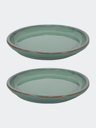 Glazed Ceramic Planter Saucers - Set of 2 - Seafoam