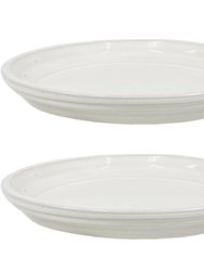 Glazed Ceramic Planter Saucers - Set of 2 - White