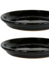 Glazed Ceramic Planter Saucers - Set of 2 - Black