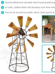 Golden Metal Windmill Statue Garden Yard Art- Backyard Sculpture