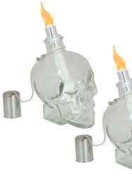 Grinning Skull Glass Tabletop Torches - Clear