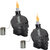 Grinning Skull Glass Tabletop Torches - Black