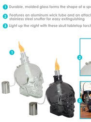 Grinning Skull Glass Tabletop Torches