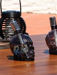 Grinning Skull Glass Tabletop Torches