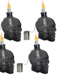 Grinning Skull Glass Tabletop Torches - Black