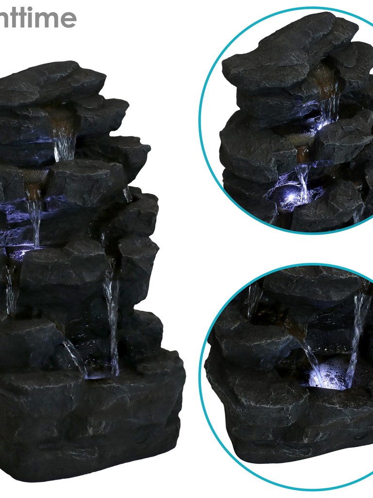 Grotto Falls Water Fountain with LED Lights - 24"