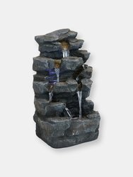 Grotto Falls Water Fountain with LED Lights - 24" - Grey