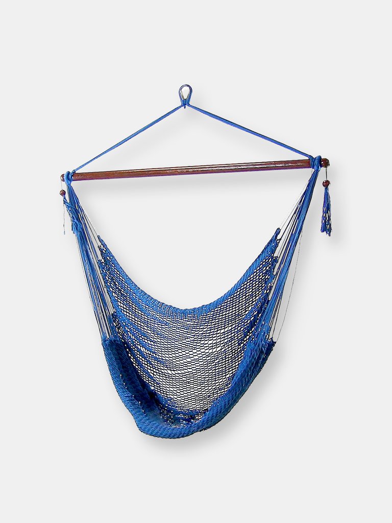 Hanging Hammock Chair Swing Seat Rope Red Caribbean Outdoor Patio Porch Garden - Blue