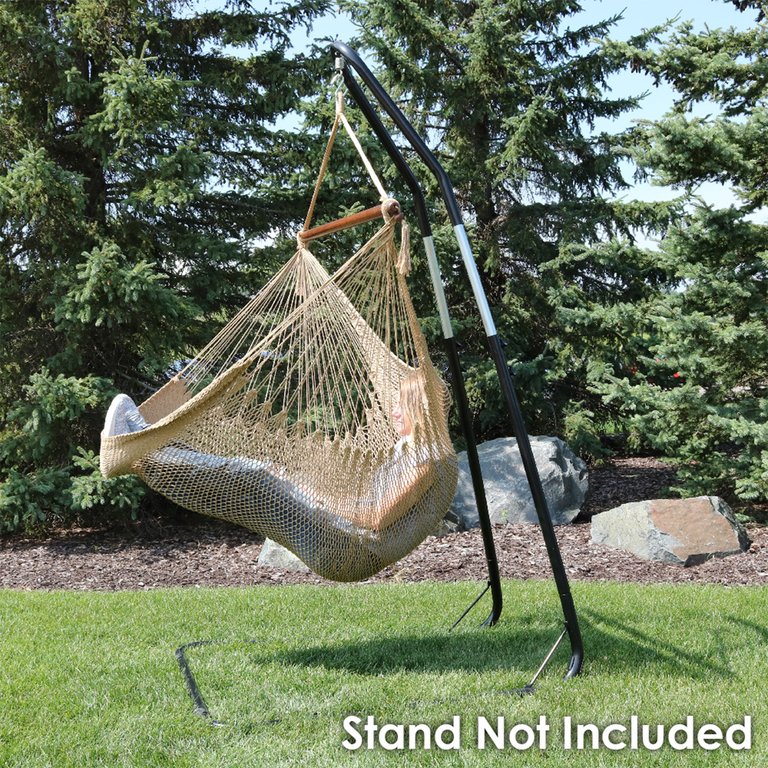 Hanging Hammock Chair Swing Seat Rope Red Caribbean Outdoor Patio Porch Garden