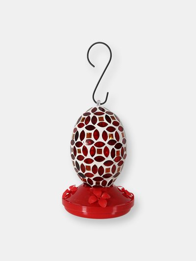 Sunnydaze Decor Hanging Hummingbird Feeder Outdoor Red Mosaic Glass Flower Design product
